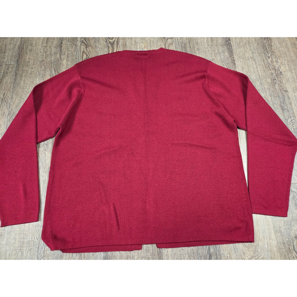 Talbots Solid Dark Red Classic Thin Button Front … - image 5